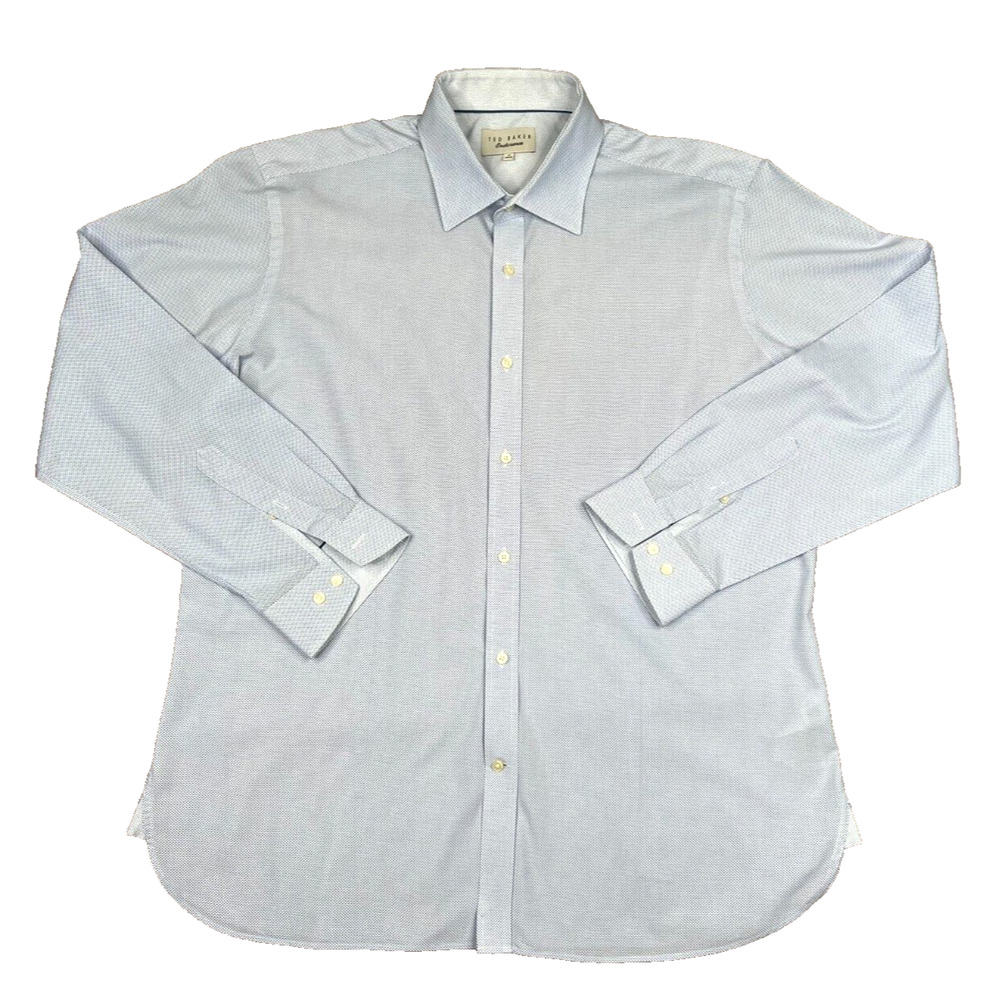 TED BAKER Endurance Men's Button Down Dress Shirt Blue/White Size 17 34/35 $129